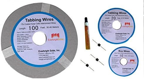 120 ft Solar Tabbing Wire 10 ft Bus Wire 1 Flux Pen 3- 15amp Diodes for DIY Solar Panel
