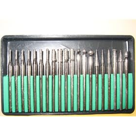Pro-Quality 20-Piece Diamond-Point Bit Set for Rotary Tool - Glass, Stone, Ceramic by SE