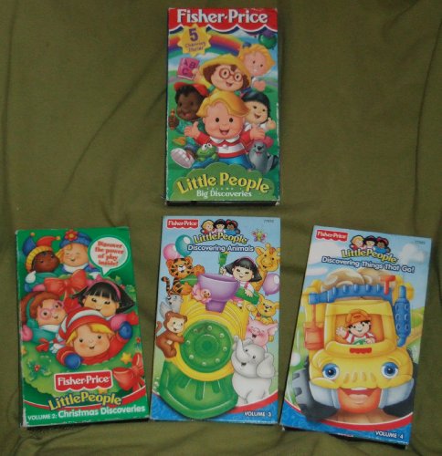 Fisher-Price Little People (SET OF 4 VHS): Volume 1 - Big Discoveries; Volume 2 - Christmas Discoveries; Volume 3 - Discovering Animals and Volume 4 - Discovering Things That Go!