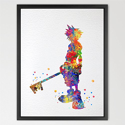 Dignovel Studios 11X14 Kingdom Hearts Sora Watercolor Art Print Wall Art Hanging Home Decor Boys Girls Room Art Motivational Inspirational Print playroom decor N025