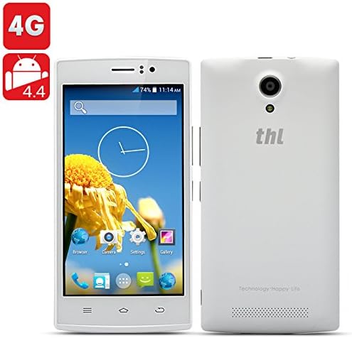 THL L969 4G Android 4.4 KitKat Phone - 5 Inch 854x480 IPS Screen, MT6582 Quad Core 1.3GHz CPU, 1GB RAM, 8GB ROM (White)