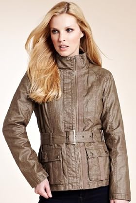 Indigo Collection Linen Blend Waxed Jacket with Belt