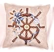 Captain's Wheel Nautical Decorative Throw Pillow 17" x 17"