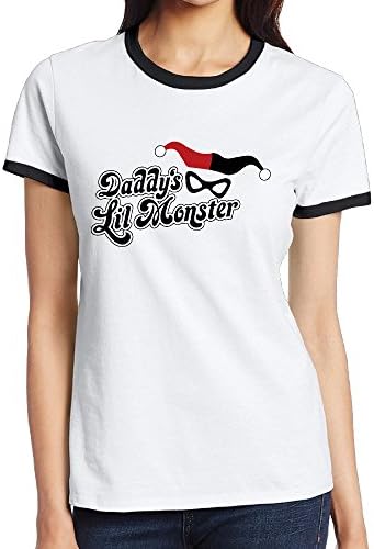 MULTY Women's Daddys Little Monster Contrast Color Tee Shirts Black Small