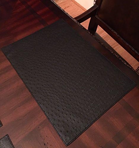 Finara 18"x13" Rectangle Faux Leather Placemats, Double-sided, Black Ostrich, Set of 6