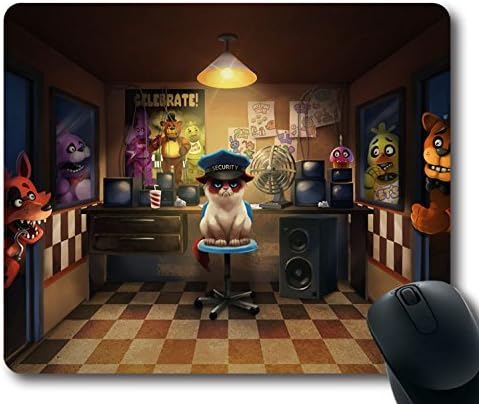 Custom Amazing Mouse Pad with Five Nights At Freddys Cat Art Non-Slip Neoprene Rubber Standard Size 9 Inch(220mm) X 7 Inch(180mm) X 1/8 Inch(3mm) Desktop Mousepad Laptop Mousepads Comfortable Computer Mouse Mat