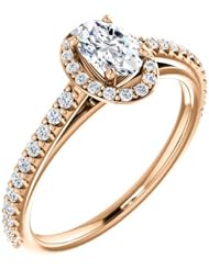 18K Rose Gold Oval Cut Diamond Halo-Style Ring -- LIFETIME WARRANTY
