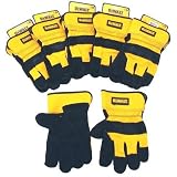 6 Pairs DeWALT Leather Palm Work Gloves Sz Large DPG41