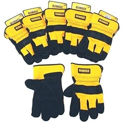 6 Pairs DeWALT Leather Palm Work Gloves Sz Large DPG41