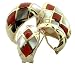 Red Jade and White Mother Of Pearl Diamond Back Earring, Ring and Pendant Set, 14k Gold