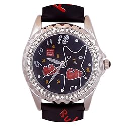 Naughty Naughty Pets Bulldog Watch in Black Hot Pink White Orange