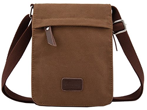 Berchirly small vintage canvas+leather messenger cross body bag p…
