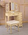 Hand Painted Queen Anne Style Vanity Table & Stool/Bench Set
