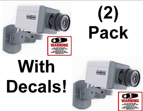 2 Pack Fake Dummy Simulative Indoor Security Surveillance CCTV Camera Scan Motion Detector & Free Commercial Video Warning Deterrence Decal! Kit IDK2