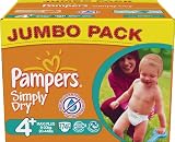 Pampers - 81268028 - Simply Dry Couches - Taille 4+ Maxi + Jumbopack - Lot de 2 X 74 Couches