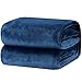 Bedsure Flannel Fleece Luxury Blanket Navy King Size Lightweight Cozy Plush Microfiber Solid Blanket