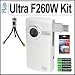 Pure Digital Flip Video Ultra Series F260W 60 Minute White Camcorder Accessory Kit With Pure Digital ATR1B Flip Video Tripod, Vidpro Digital Camera LCD Screen Protectors & 4 AA Batteries