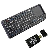 Bluetooth Rii Wireless Mini QWERTY Keyboard with notebook TouchPad and Presenter Combo for Apple iPad Android Nokia Symbian S60 Phones Sony PS3 Players w/ AGPtek USB All in one card reader