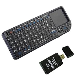 Bluetooth Rii Wireless Mini QWERTY Keyboard with notebook TouchPad and Presenter Combo for Apple iPad Android Nokia Symbian S60 Phones Sony PS3 Players w/ AGPtek USB All in one card reader