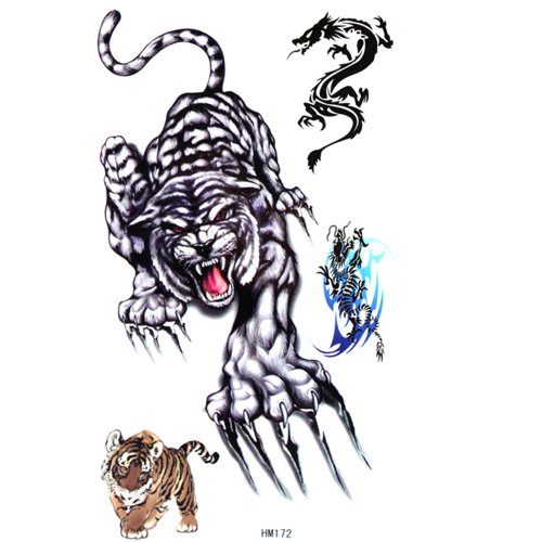 King Horse tiger temporary tattoo stickers male and female fashion sexy