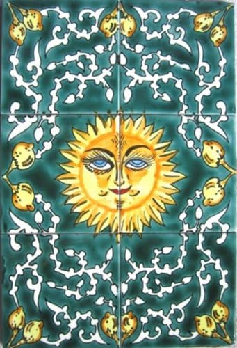 Decorative Ceramic Tiles: Hand Painted Mosaic Mural Kitchen Bath Patio Wall Décor 18 Inch x 12 Inch