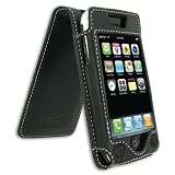 Tekkeon PT1101 Black Leather With Brown Stitching Flip Cases for iPhone
