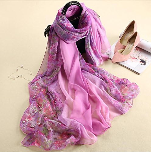 JIAO Super snow spring scarves woven print long ladies scarf dual spring-summer vacation beach towels, 2000*1450mm , sakura - purple tone