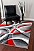 2305 Gray Black Red White Swirls 5'2 x7'2 Modern Abstract Area Rug Carpet