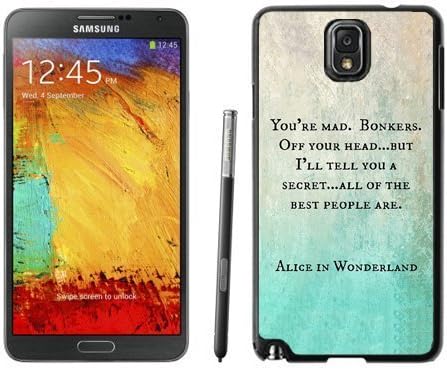 Note 3 Case,Alice In Wonderland You'Re Mad Cheshire Cat Book Quote Black Samsung Galaxy Note 3 Screen Phone Case Pouplar and Newest Design