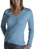 Red Moon Womens Long Sleeve Cotton Cashmere Blend All Over Cable V-Neck Sweater