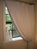 Sky Blue & Sap Green Squares/Stripes - Reversible Curtain