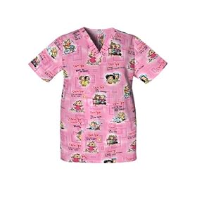 Buy Cherokee Brady Bunch Poplin V-Neck Scrub Top Scrub Top Prints by Cherokee