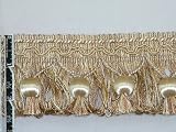 2.5 Confetti Ball Tassel Fringe Trim Gold Tan Ivory Per Yard