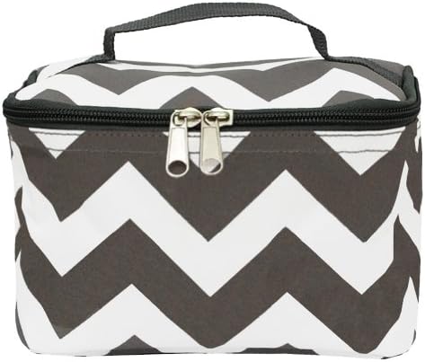 Grey and White Chevron Print Small Cosmetic Bag (grey)