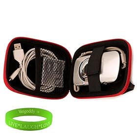 Nylon Red point and shoot digital camera case with Reinforced Zipper and Unique Extra Thick Design to fit all modles of your Canon Powershot ELPH 300 HS , 310 HS , 320 HS and Small Canon Accessories + Green Vangoddy Bracelet!!!