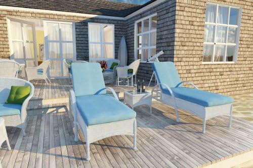 Forever Patio 3 Piece Rockport Outdoor Wicker Lounge Set with Blue Sunbrella Cushions (SKU FP-ROC-3LS-WH-AB)