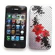 Apple iPhone 4 (NOT 4S) (AT&T) Back-Style Hard Case Perforated Mesh Image Cover "Artistic Red Flowers" Design