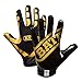 Battle Sports Ultra-Stick Wide Receiver Football Gloves - Adult & Youth Football Gloves - Adult Large, Vegas Gold/Black