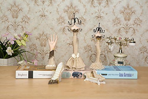 Champagne Color High Quality Mannequin Handmade Dress High Heel Jewelry Holder Organizer (Big Dress)