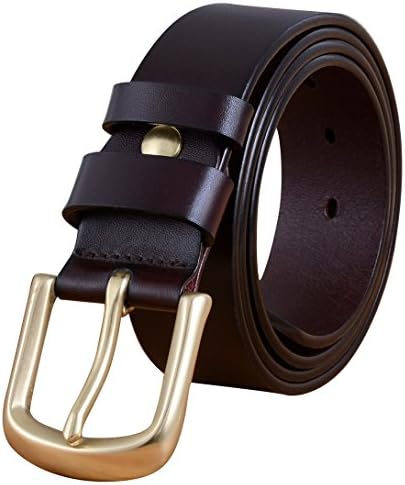 VILSBOL Men Casual Leather Belt Classic Pin Metal Buckle Belt-Approx.125CM-Dark Coffee-Size 40-44
