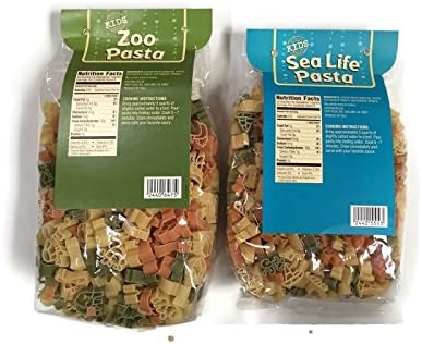 2-Pack Fun Shapes Pasta: Zoo & Sea Life, 17.6 Oz. Packages [1 of Each]