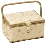 Sewing Box Brown Floral on Vanilla (M) With Free Sewing Kit