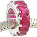 .925 Sterling Silver July BIRTHSTONE RUBY Red CZ BAGUETTE BEAD Compatible with Pandora