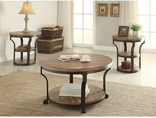 Geoff Oak and Black Coffee Table, 36"L x 36"W x 20"H