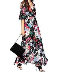 V-neck Long Sleeves Elbow Length Sleeves Floral Print Tropical Print  Chiffon/Polyester  Ball Gown Party Dress/Maxi Dress 