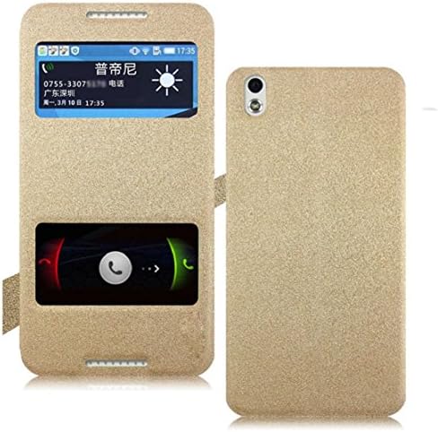 TOOPOOT(TM) View Windows Matte Leather Best Case Flip Cover For HTC Desire 816 (Gold)