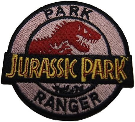 Jurassic Park Movie Ranger Dinosaur Skeleton Name Logo Embroidered Patch (3 inches tall by 3 inches wide)