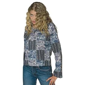 Blue Patchwork Ladies Blouse