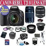 Canon Rebel T2i 18 MP Digital SLR Camera with 8 Lens Deluxe Camera Outfit w ....