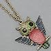 Womens Owl Necklace with Chain, Owl Charm, Color : title=
